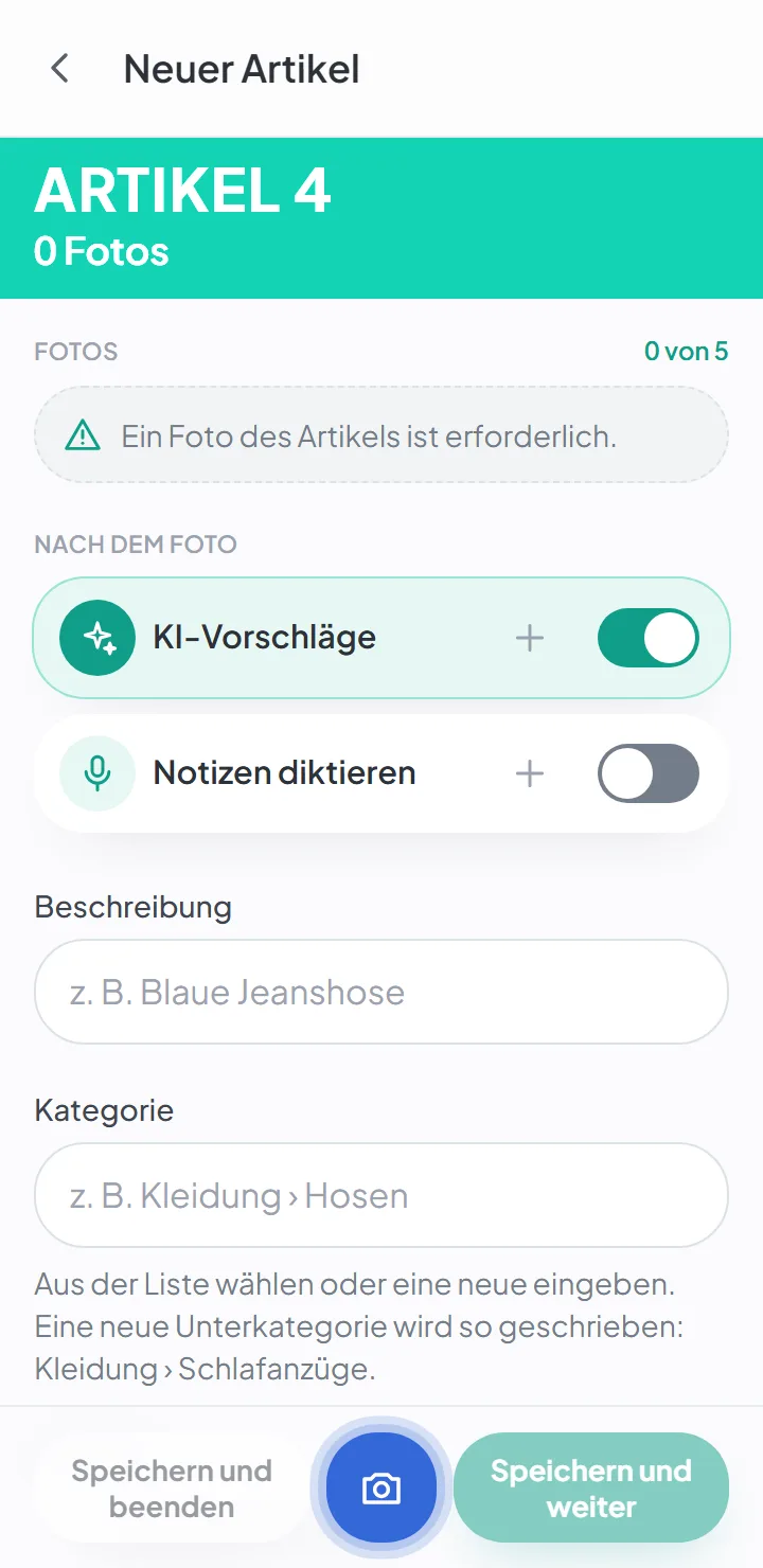 Gegenstände nur mit der Kamera ins Umzugsinventar aufnehmen — new-item